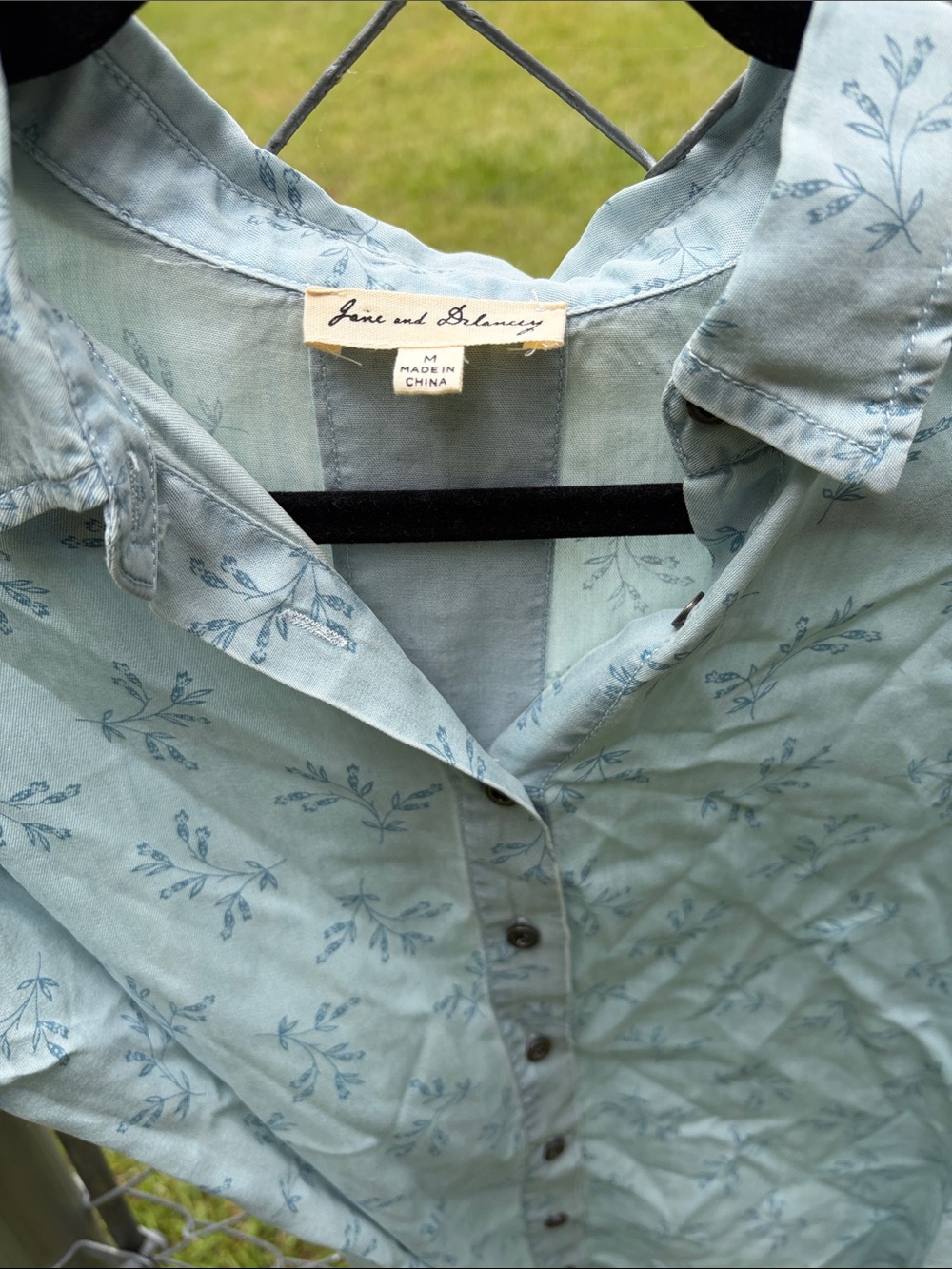 Jane and Delancey Pale Blue Botanical Print Shirt